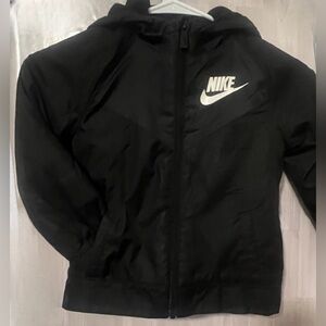 Nike Black Hooded Raincoat with White Logo for Kids
